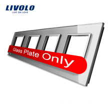 Livolo Luxo Painel de Interruptor De Vidro de Cristal Cinza Colorido 293mm * 80mm Painel de Vidro Quádruplo Para Venda Tomada De Parede VL-C7-4SR-15